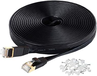 MATEIN Cat7 Ethernet Cable, 50 Ft Network Cable for Xbox PS4, High Speed Flat Internet Cord with Clips Rj45 Snagless Connector Fast Computer LAN Wire for Gaming,Ethernet Switch, Modem, Router, Coupler