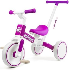 XIAPIA Tricycles for 1-3 Year Olds, 5 in 1 Toddler Balance Bike with Removable Pedal, Push Trike Toys with Adjustable Pushrod for 2 3 4 5 Year Old Boys & Girls, Birthday Gifts for Kids