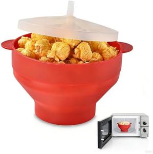 Durable Collapsible Silicone Microwave Popcorn Popper Bowl with Airflow Lid and Sturdy Handles for Quick Allergens Free Snacking, Space Saving Design for Healthy Delicious Popcorn