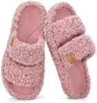 EverFoams Womens Fuzzy Open-toe Sli