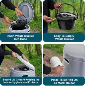 Denny 6L Portable Toilet – Grey, Compact Travel Camping Toilet