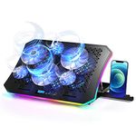 AICHESON RGB Lights Laptop Cooler Pad with 6 Cooling Fans, Blue LED Lights, 7 Ergonomic Stands, 10 Modes for Desk or Lap Use