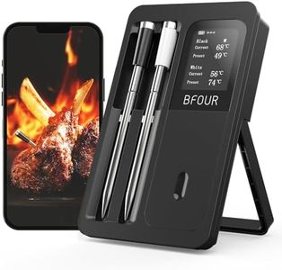 BFOUR Fleischthermometer Kabelloses mit 2 Sonden,Bluetooth Grillthermometer mit Smart Base, LCD-Display, APP-Steuerung, Bratenthermometer digital für Ofen, Grill,Räucherofen,Upgrade Ver.