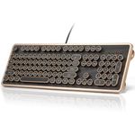 GLENCREAG RK104 Retro Typewriter Mechanical Keyboard, Wired Punk Computer Keyboard with Round Keycaps, N-Key Rollover, Full Size 104 Keys Green Linear Switches for Windows/Mac/PC/Laptop