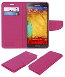 ACM Mobile Leather Flip Flap Wallet Case Compatible with Samsung Galaxy Note 3 Neo N7500 Mobile Cover Pink