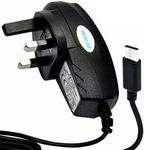 Moto G8 Power Lite Charger - Micro USB UK 3 Pin Mains Charger Adapter for Motorola Moto G8 Power Lite (Micro USB, Mains Charger) (Black)
