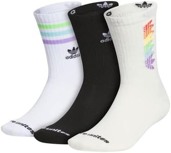 adidas Originals Men's Mixed Graphics Cushioned Crew Socks (3-Pair), Pride/Offwhite/Black/White, Large