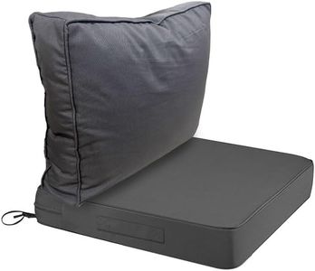 COMFIBLOOM Outdoor Cushion Set, Thick Seat and Back Cushions, Water Repellent Cover (1 Back Cushion + 1 Seat Cushion, Dark Grey, Extra Large)