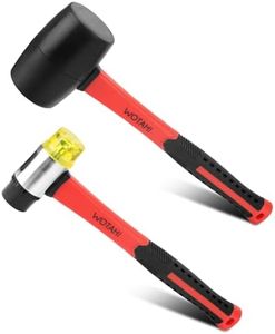 WOTAHI 2-Piece Hammer Set, 16oz Rubber Mallet Hammer and 35mm Double-Faced Soft Hammer with Solid Head and Soft Grip Fiberglass Handle,2 Piece Rubber Mallet Set WTH005