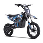 Funbikes MX1000 1000w 36v Lithium Blue Electric Kids Dirt Bike – 62cm Seat Height, 3-Speed, CE/UKCA Approved, Boxed & Partially Assembled
