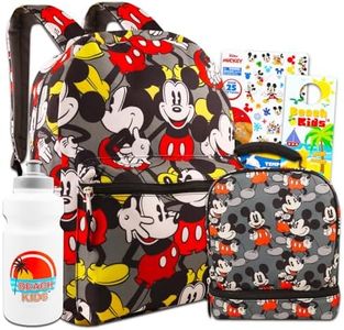 MICKEY MOUSE Disney Backpack and Lunch Box Set For Kids - Bundle with Classic Mickey Backpack, Classic Mickey Lunch Bag, Tattoos, & More | Mickey Backpack For Boys