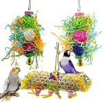 DTnewsun Bird Chewing Toys Foraging Shredder Toy Parrot Cage Shredder Toy Bird Loofah Toys Foraging Hanging Toy for Cockatiel Conure African Grey Parrot (Bird toy) (Bird toy)