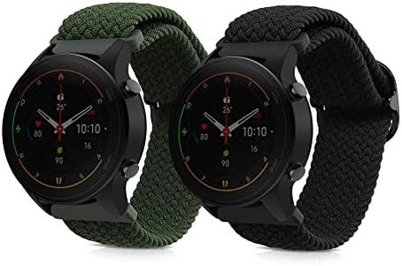 kwmobile Nylon Watch Strap Compatible with Xiaomi Mi Watch Color Sport / S1 Active Strap - 2x Fitness Tracker Replacement Wristband with Clasp