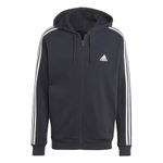 adidas Men's Essentials 3-Stripes Fleece Full-Zip Hoodie, Black, Medium