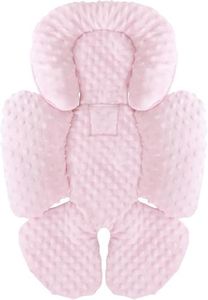 KAKIBLIN Infant Car Seat Insert, Baby Carseat Head & Body Support for Newborn, 2-in-1 Reversible Baby Car Seat Cushion, Soft Stroller Cushion Insert for Car Seats, Bouncer, Strollers, Swing (Pink)