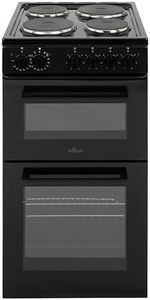 Willow WE50TSB 62L Freestanding Electric Cooker, 50cm Wide Twin Cavity Cooker with Solid 4 Plate Hob, 31L Capacity Grill Cavity, 2 Year Warranty - Black
