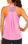 Asoodiy Running Tank Top Womens Sleeveless Shirts Ladies Yoga Vest Top Workout Sport Fitness Lightweight Top Quick-Drying Pink Style B XL