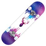 BOLLAER Maple Skateboard, Complete Skateboard 80 x 20cm / 31.5 x 8inch Maple Double Kick Deck Concave Cruiser Beginner Skateboard Teen Girl Adult Scooter