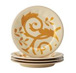 Rachael Ray 57639 Dinnerware Scroll Salad Plate Set, Stoneware, Almond Cream