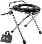 BLIKA Upgraded Portable Toilet for Camping, 350LBS Weight Capacity Portable Camping Toilet, Folding Toilet, Stainless Steel Portable Toilet with Soft Seat