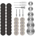 Flintronic 36PCS Diamond Cutting Discs with 5 SC Mandrels and 2 Screwdrivers for Dremel Rotary Tool, Mini Resin HSS Metal Cutting Tools, Saw Blades for Wood, Plastic, Fiberglass, Copper, Aluminum