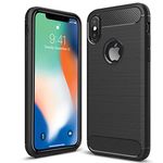 iPhone 10 X XS Case - iPhone X A1901 A1865 A2097 Black Ultra Slim Carbon Fibre Shockproof Bumper Case Cover For iPhone X 10