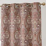 HLC.ME Paris Paisley Decorative Print Damask Pattern Thermal Insulated Semi-Blackout Energy Savings Room Darkening Grommet Window Curtain Panels for Bedroom - Set of 2 (50 x 96 Long, Spice Red)