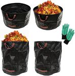 Excello 4-Pack 72 and 63 Gallon Reusable Heavy Duty Gardening Waste Bag Set with Gloves (Black)