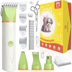 Unibono Dog Grooming Clipper Kit, Rechargeable Pet Clipper for Dogs & Cats, Strong but Quiet for Paws, Eyes, Ears, Face with Grooming Scissors Comb, Green