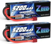 Zeee 2S Lipo Battery 5200mAh 7.4V 50C Hard case RC Battery with Deans T Plug for 1/8 and 1/10 RC Vehicles Car RC Buggy Truggy RC Airplane UAV Drone FPV (2 Pack)