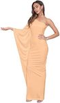 KOH KOH Womens Long Sexy One Shoulder Evening Cocktail Semi Formal Maxi Dress, Light Pink Peach, Small