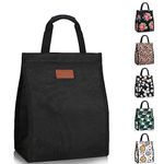 Lunch Bags for Women Insulated Reusable Lunch Tote with Internal Pocket, Lunch Tote Bag for Work (Black）