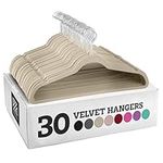 ZOBER Clothes Hangers 30 Pack, Velvet Hangers, Space Saving Closet Hanger, Cintres Pour Vêtements, Heavy Duty Clothing Hanger Holds up to 10LBS, Non Slip Hanger with 360 Degree Swivel Hook (Ivory)