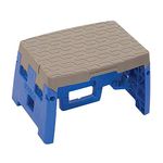 One-Step Folding Step Stool, 300 lb, 8 1/2" Working Height, Blue/Gray