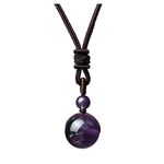 JOVIVI Healing Crystals Necklace Natural Amethyst Lucky Blessing Protection Chakra Beads Stone Pendant for Women and Men Adjustable