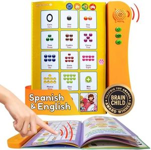 Zenwell Interactive Spanish English Learning Sound Book for Kids | Bilingual Audio Book with Alphabet, Numbers, Animals, Word for Children, Baby.