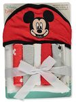 Cudlie Accessories Disney Baby Mickey Mouse Hooded Towel with 5 Piece Washcloth Set, Happy Face Print, GS71794 red one size