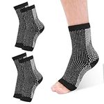 Soulitem 2 Pairs Neuropathy Socks Plantar Fasciitis Socks, Compression Socks for Women & Men, Ankle Support Brace for Sprained Ankle Breathable Anti-Slip Soothe Socks for Pain Relief (Black, L/XL)