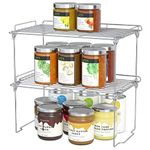 HapiRm Kitchen Cupboard Organiser Shelf Organiser Kitchen Storage, Stackable Plate Organiser for Kitchen Cupboard, Kitchen Storage Rack for Countertops, Pantry, Food and Utensils, Steel 2 Pack