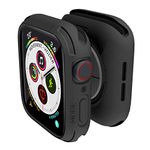 elkson Compatible with Apple Watch 44mm Bumper Case, Quattro Series Rugged Case for Apple Watch SE and iWatch Series 6 5 4, Military Grade Durable Protective Cover, Flexible Shock Proof, Black