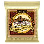 Ernie Ball Earthwood Folk Nylon, Clear & Gold Ball End, 80/20 Bronze Acoustic Guitar Strings - 28-42 Gauge