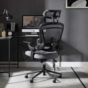 Mesh Ergonomic Swivel Home Office Chair Computer Desk Chairs with Wheels for Home Office, Study & Gaming Room, Adjustable Lumber Support, Headrest, Comfy High-Back Gaming Chair for Adult, Grey
