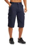 MAGCOMSEN Mens Hiking Cargo Pants 3/4 Stretch Quick Dry Below Knee Shorts Men Fishing Golf Shorts with 7 Pockets Navy 38