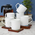 Pearl Fine Tableware Bone China Coffee Mugs/Tea Cups Set of 6 for Home/Office/Gifts, 200 ML