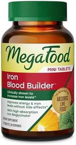 MegaFood Blood Builder Iron Supplement for Women & Men - Increase Iron Levels Without Side Effects - Combats Fatigue - Vitamin B12, Folic Acid & Vitamin C - Vegan - 72 Mini Tablets (36 Servings)
