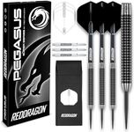 RED DRAGON Pegasus 22 Gram Professional Tungsten Steeltip Darts Set with Flights, Stems (Shafts) and Wallet