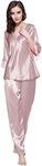 LilySilk Silk Pajama Sets for Women 100% Mulberry Silk 3/4 Sleeves V Neck Pjs Sleepwear XL, Rosy Pink