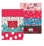 Festive Wonderland 8 Large Sheets of Christmas Wrapping Paper - Assorted Designs - 70x50cm