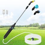 Tresda SideKing Battery Powered Sprayer Wand, 23.6'' Telescopic Wand with 10FT Hose for Gardening (3 Nozzles) (PWQ)