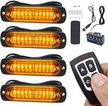 Led Warning Lights, 4pcs Emergency Warning Caution Hazard Construction Ultra Slim Sync Feature Car Truck with Main Control Box Surface Mount